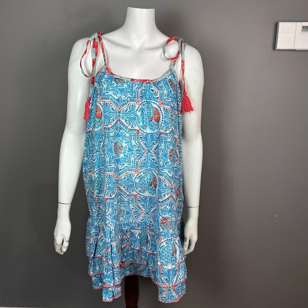 ModaPosa Sun Dress Medium NWT Fish tank tiered strappy beachy cotton TONIA